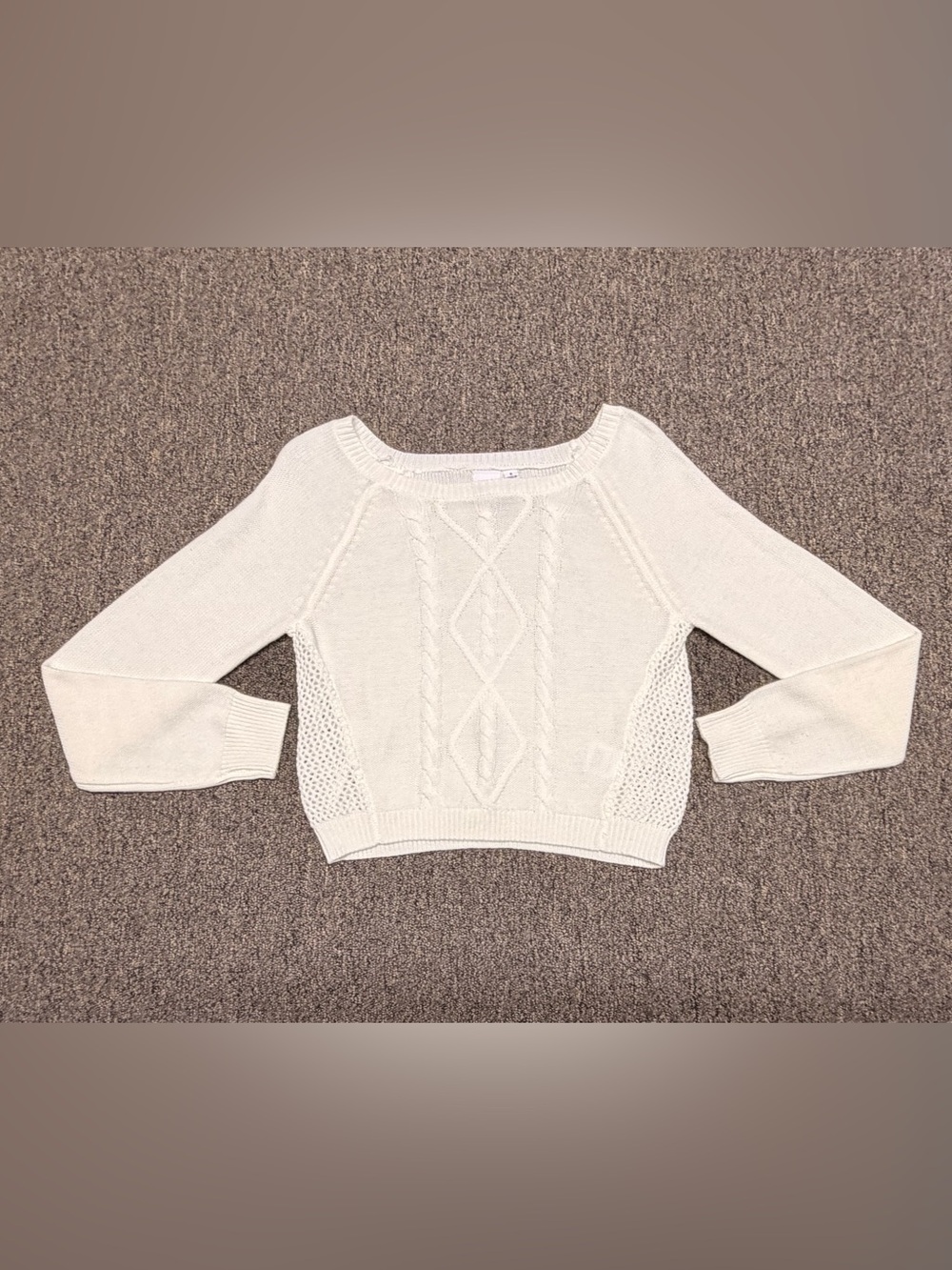 Oh MG! Cream Cable Knit Sweater Women’s Size Small